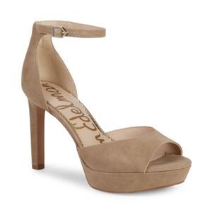 Sam Edelman Jerin Suede Nude Platform Sandals Pump Heels in Oatmeal Sz 9